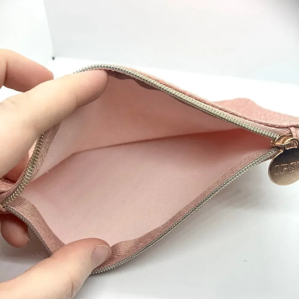 Textured Pink and Gold Cosmetics Makeup Bag
